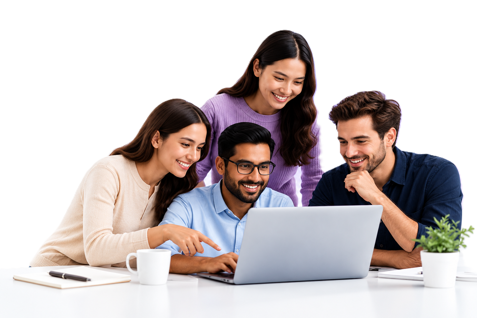 Collaborative Team Around Laptop
